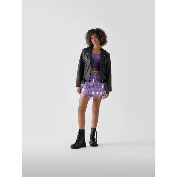 PACO RABANNE Sequin Mini Skirt in Lila 36 3 4 New Rero Disco Beaded - Picture 13 of 16